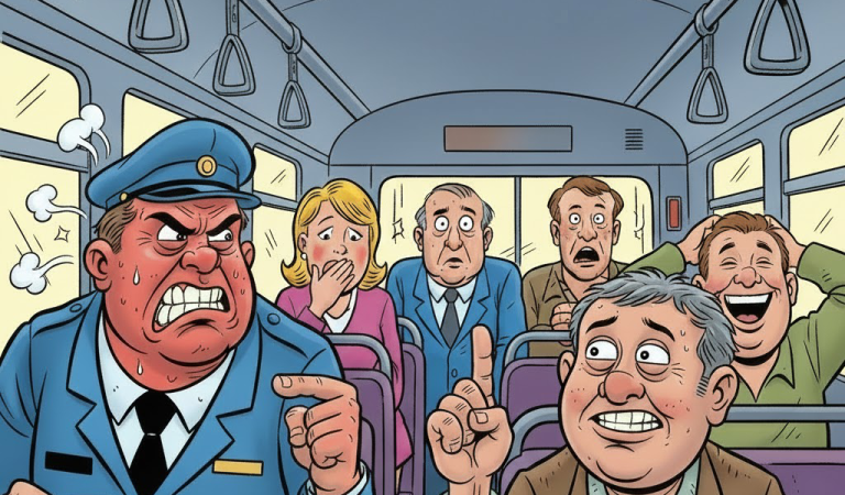 This drunk gets on a bus