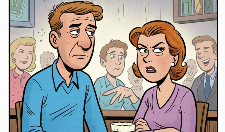 A pissed-off wife followed her husband to the bar.