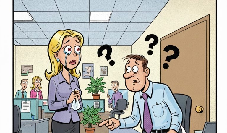 A blonde went to work with puffy eyes